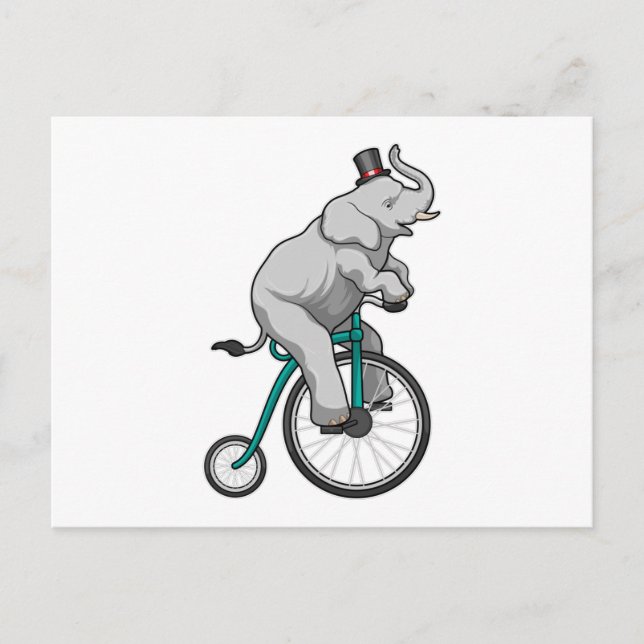 Elephant at Circus with Bicycle Postcard (Front)