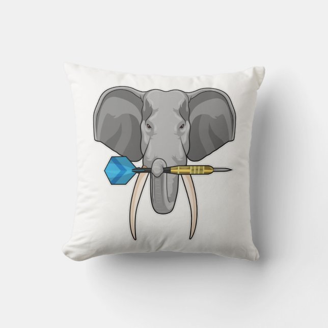 Elephant at Darts with Dart Throw Pillow (Front)