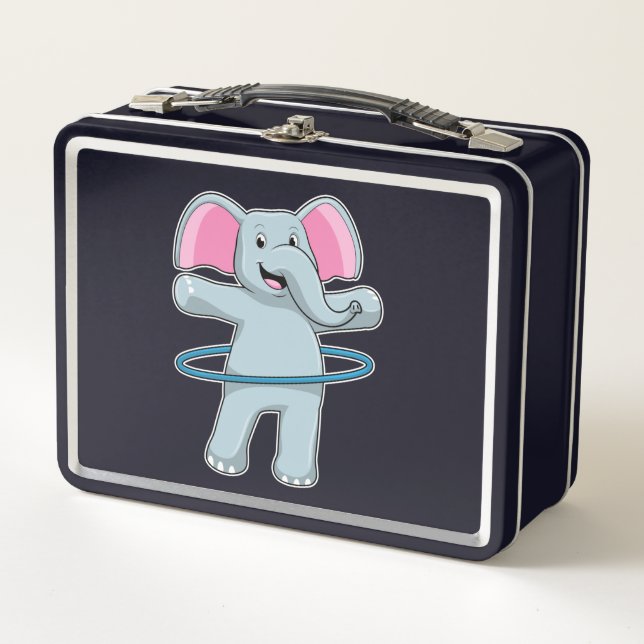 Elephant at Fitness with Fitness tires Metal Lunch Box (Front)