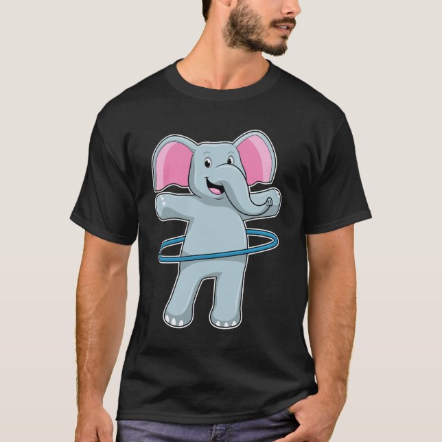 Elephant at Fitness with Fitness tires T-Shirt (Front)