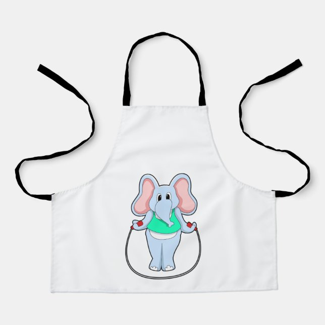 Elephant at Fitness with Skipping rope.PNG Apron (Front)