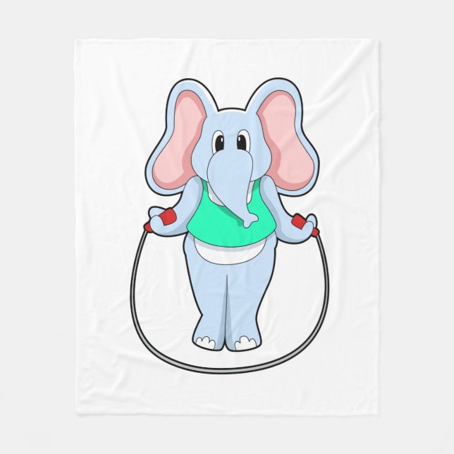 Elephant at Fitness with Skipping rope.PNG Fleece Blanket (Front)