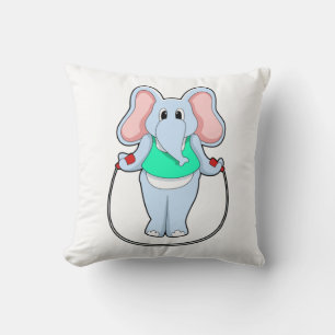 Elephant at Fitness with Skipping rope.PNG Throw Pillow