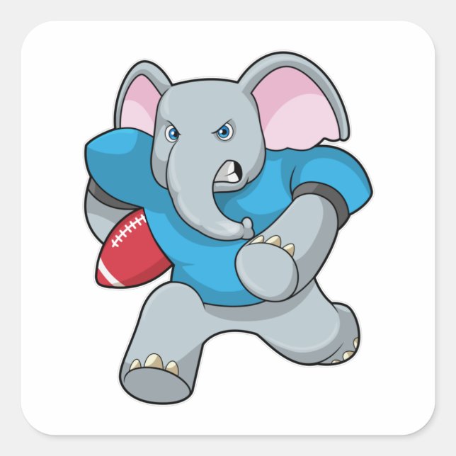 Elephant at Football with Equipment Square Sticker (Front)