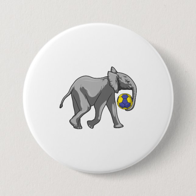 Elephant at Handball Sports 3 Inch Round Button (Front)