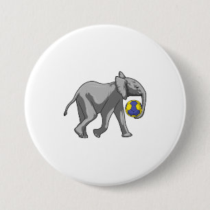 Elephant at Handball Sports 3 Inch Round Button