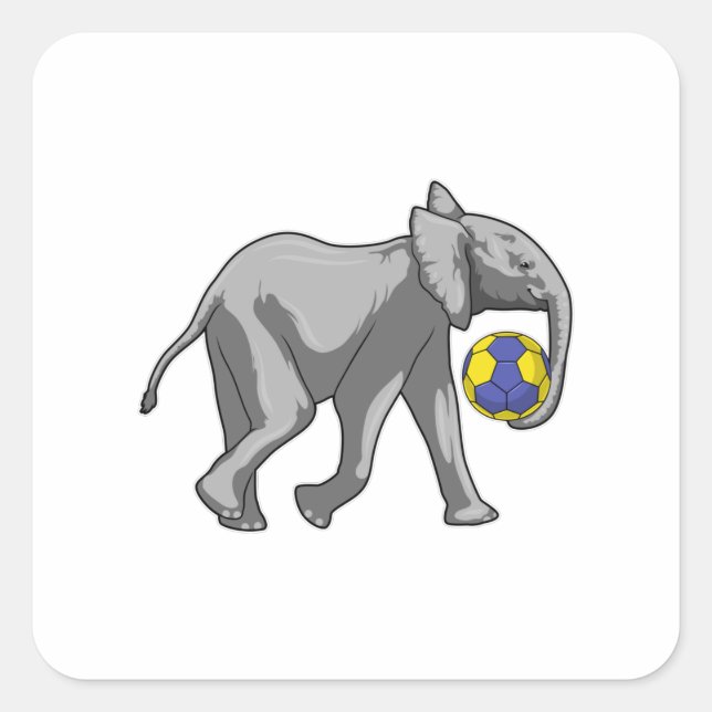 Elephant at Handball Sports Square Sticker (Front)