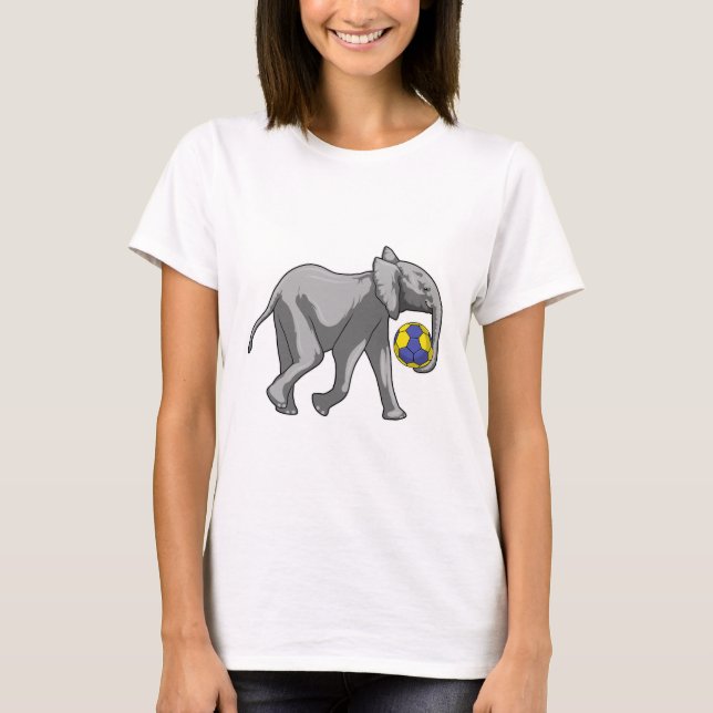Elephant at Handball Sports T-Shirt (Front)