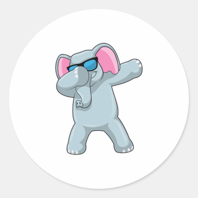 Elephant at Hip Hop Dance Dab Classic Round Sticker (Front)