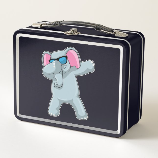 Elephant at Hip Hop Dance Dab Metal Lunch Box (Front)