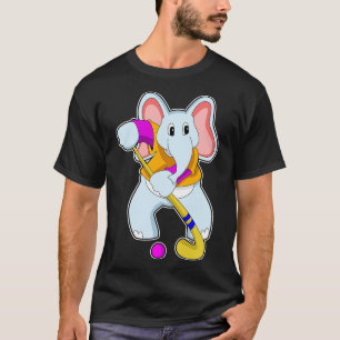 Elephant at Hockey with Hockey bat T-Shirt