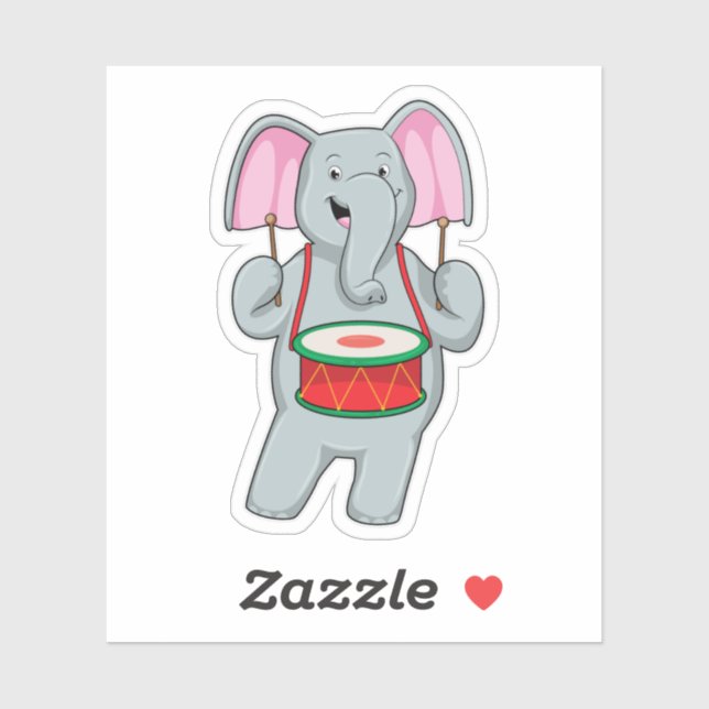 Elephant at Music with Drum (Sheet)