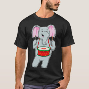 Elephant at Music with Drum T-Shirt