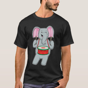 Elephant at Music with Drum T-Shirt