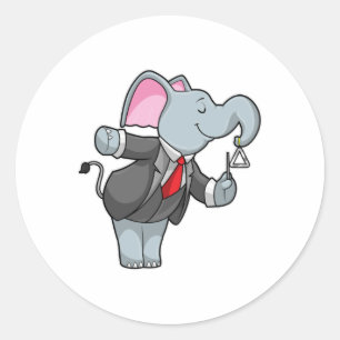 Elephant at Music with Triangle Classic Round Sticker