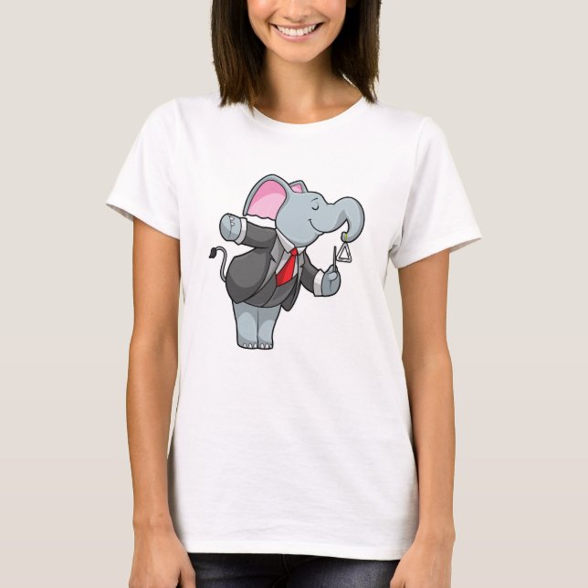 Elephant at Music with Triangle T-Shirt (Front)
