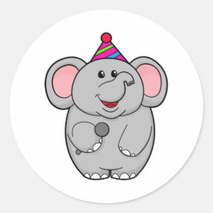 Elephant at Party with Microphone Classic Round Sticker