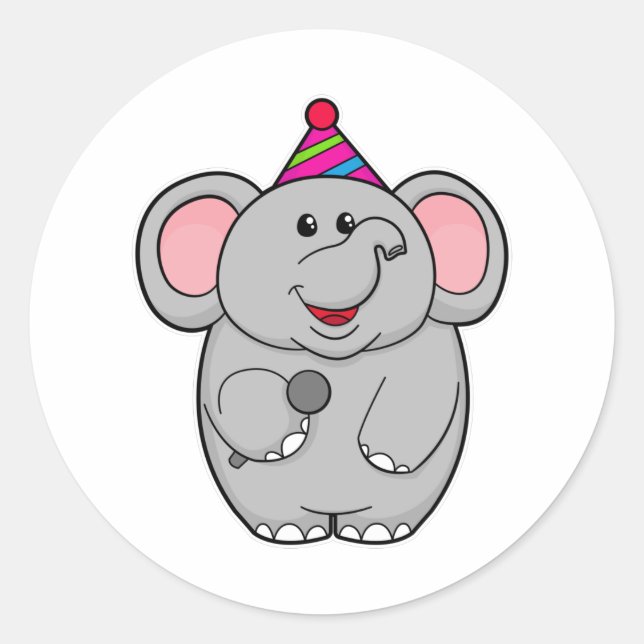 Elephant at Party with Microphone Classic Round Sticker (Front)