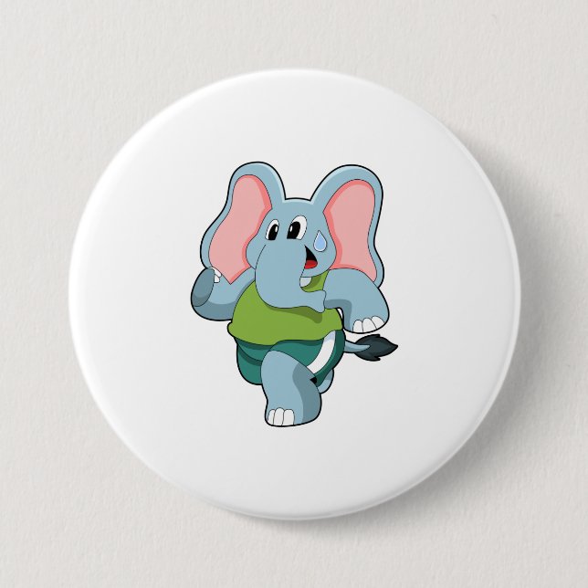 Elephant at Running 3 Inch Round Button (Front)