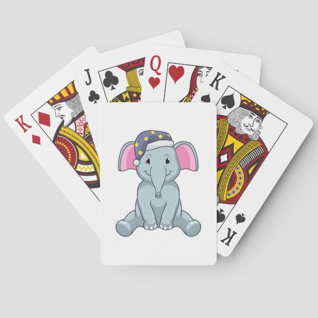 Elephant at Sleeping with Night cap Playing Cards (Back)
