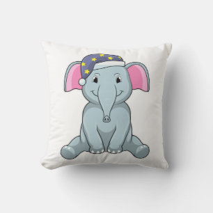 Elephant at Sleeping with Night cap Throw Pillow