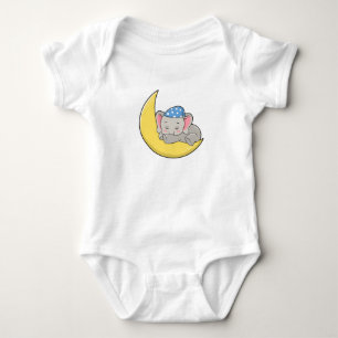 Elephant at Sleeping with Sleeping mask Baby Bodysuit