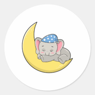 Elephant at Sleeping with Sleeping mask Classic Round Sticker