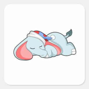 Elephant at Sleeping with Sleepyhead Square Sticker