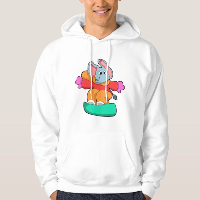 Elephant at Snowboarding with Snowboard Hoodie (Front)
