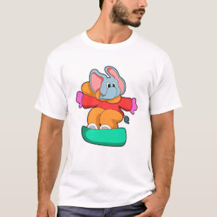 Elephant at Snowboarding with Snowboard T-Shirt