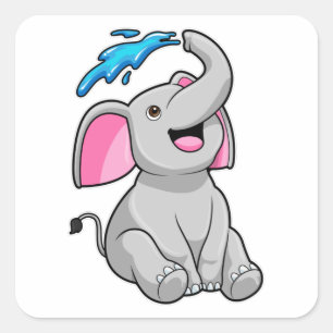 Elephant at Splash with Water Square Sticker