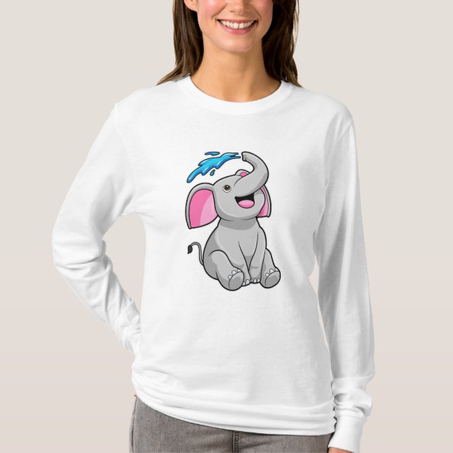 Elephant at Splash with Water T-Shirt (Front)