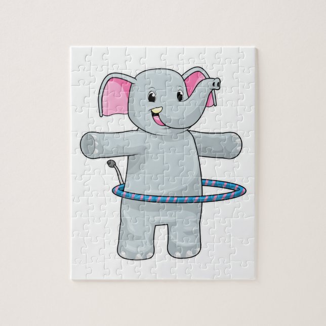 Elephant at Sports with Fitness tires Jigsaw Puzzle (Vertical)