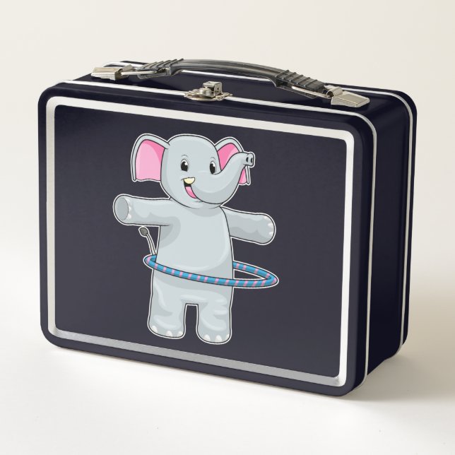 Elephant at Sports with Fitness tires Metal Lunch Box (Front)