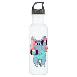 Elephant at Strength training with Dumbbells 710 Ml Water Bottle