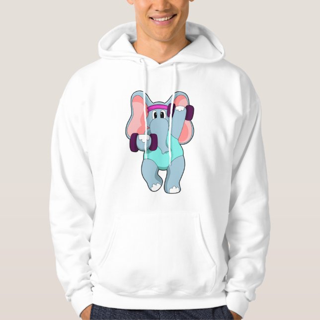Elephant at Strength training with Dumbbells Hoodie (Front)