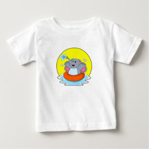 Elephant at Swimming with Lifebuoy Baby T-Shirt