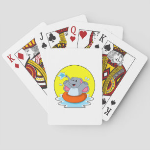 Elephant at Swimming with Lifebuoy Playing Cards