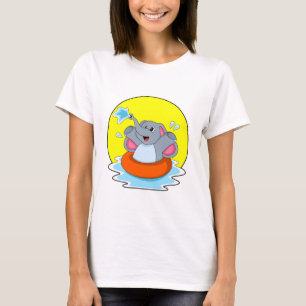 Elephant at Swimming with Lifebuoy T-Shirt