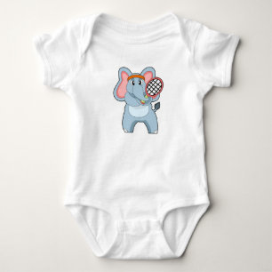 Elephant at Tennis with Tennis racket Baby Bodysuit