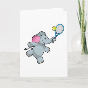 Elephant at Tennis with Tennis racket Card