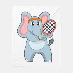 Elephant at Tennis with Tennis racket Fleece Blanket