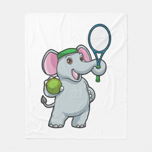 Elephant at Tennis with Tennis racket Fleece Blanket
