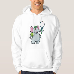 Elephant at Tennis with Tennis racket Hoodie