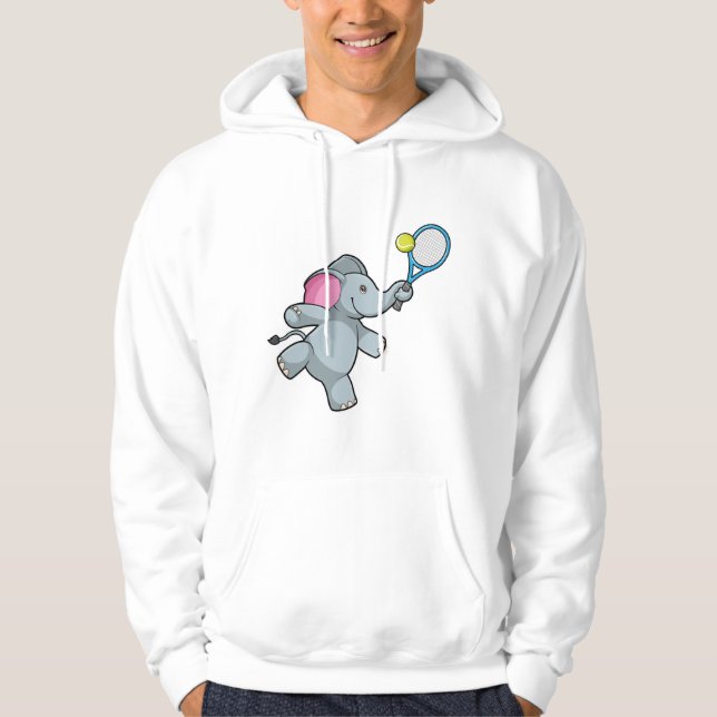 Elephant at Tennis with Tennis racket Hoodie (Front)