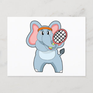 Elephant at Tennis with Tennis racket Postcard