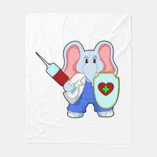 Elephant at Vaccination with Syringe Fleece Blanket