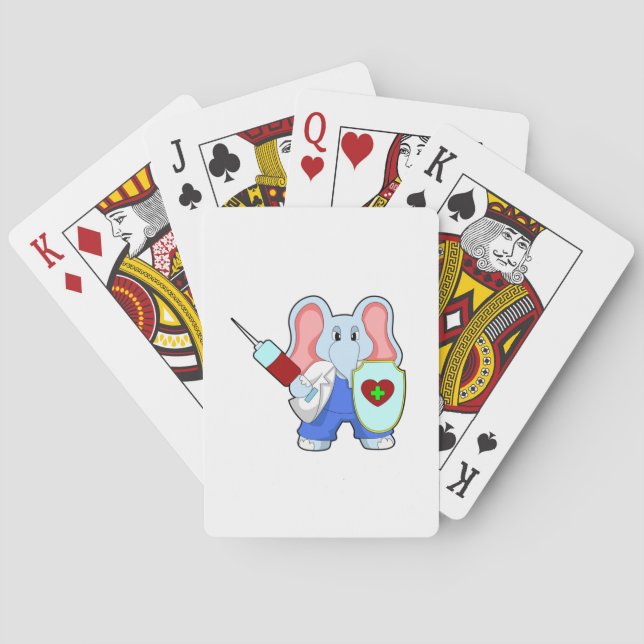Elephant at Vaccination with Syringe Playing Cards (Back)