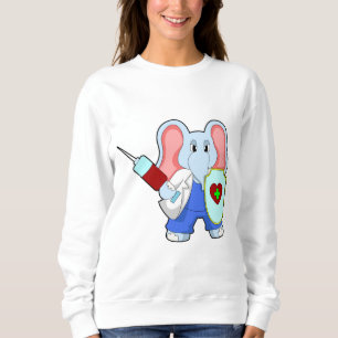 Elephant at Vaccination with Syringe Sweatshirt
