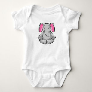 Elephant at Yoga in Cross-legged Baby Bodysuit